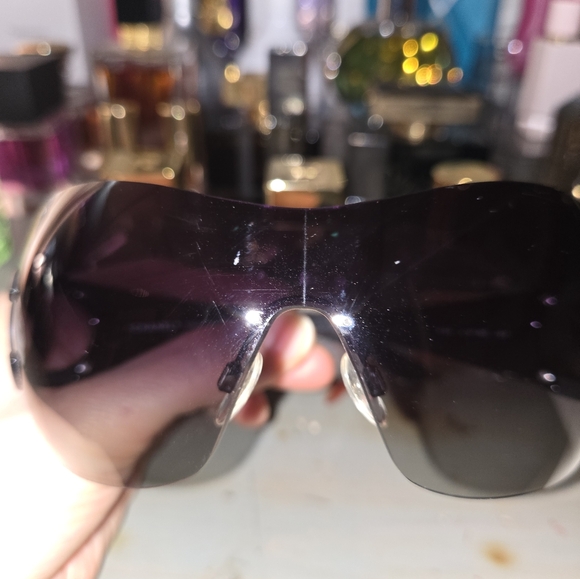 Chanel CC vintage shield sunglasses black gradient - Picture 10 of 11